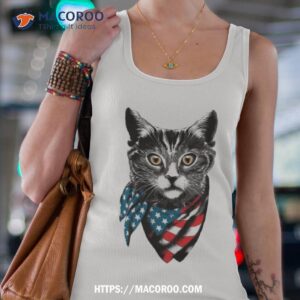 american cat wearing usa flag scarf shirt tank top 4