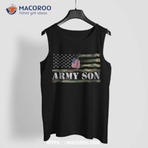 army son with american flag camo gift for veteran day shirt tank top