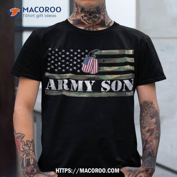 Army Son With American Flag Camo Gift For Veteran Day Shirt