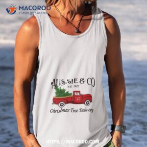 aussie australian shepherd christmas tree antique truck shirt tank top
