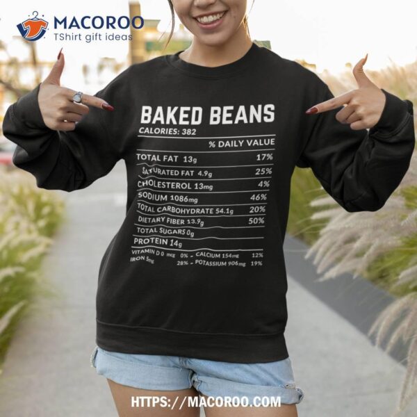 Baked Beans Nutrition Facts Funny Thanksgiving Shirt