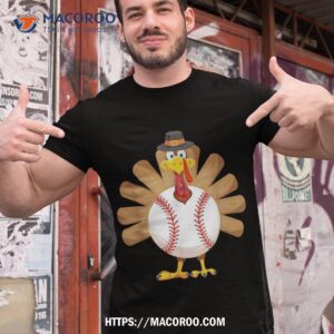 Baseball Turkey Thanksgiving Shirt For Boys Toddlers Kid Mom