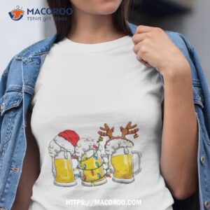 Beer Christmas Mug Santa Reinbeer Xmas Lights Men Shirt