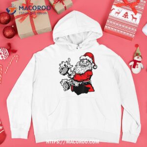 beer drinking santa claus christmas gifts holding shirt hoodie