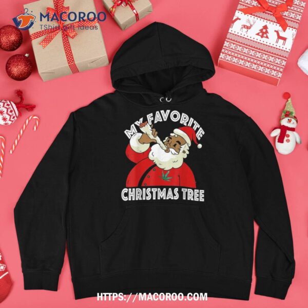 Black African American Santa Claus 420 Christmas Pajamas Shirt