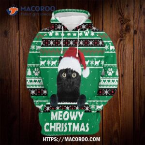 Black Cat MeoWy Christmas All Over Print 3D Hoodie