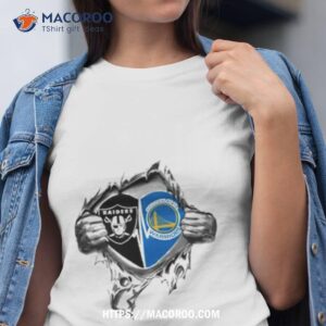 Blood Inside Me Las Vegas Raiders And Golden State Warriors 2023 Shirt