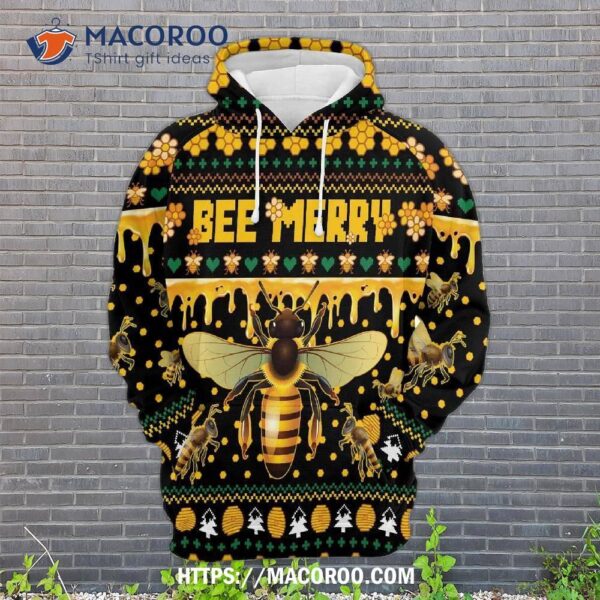 Bee Merry Christmas All Over Print 3D Hoodie