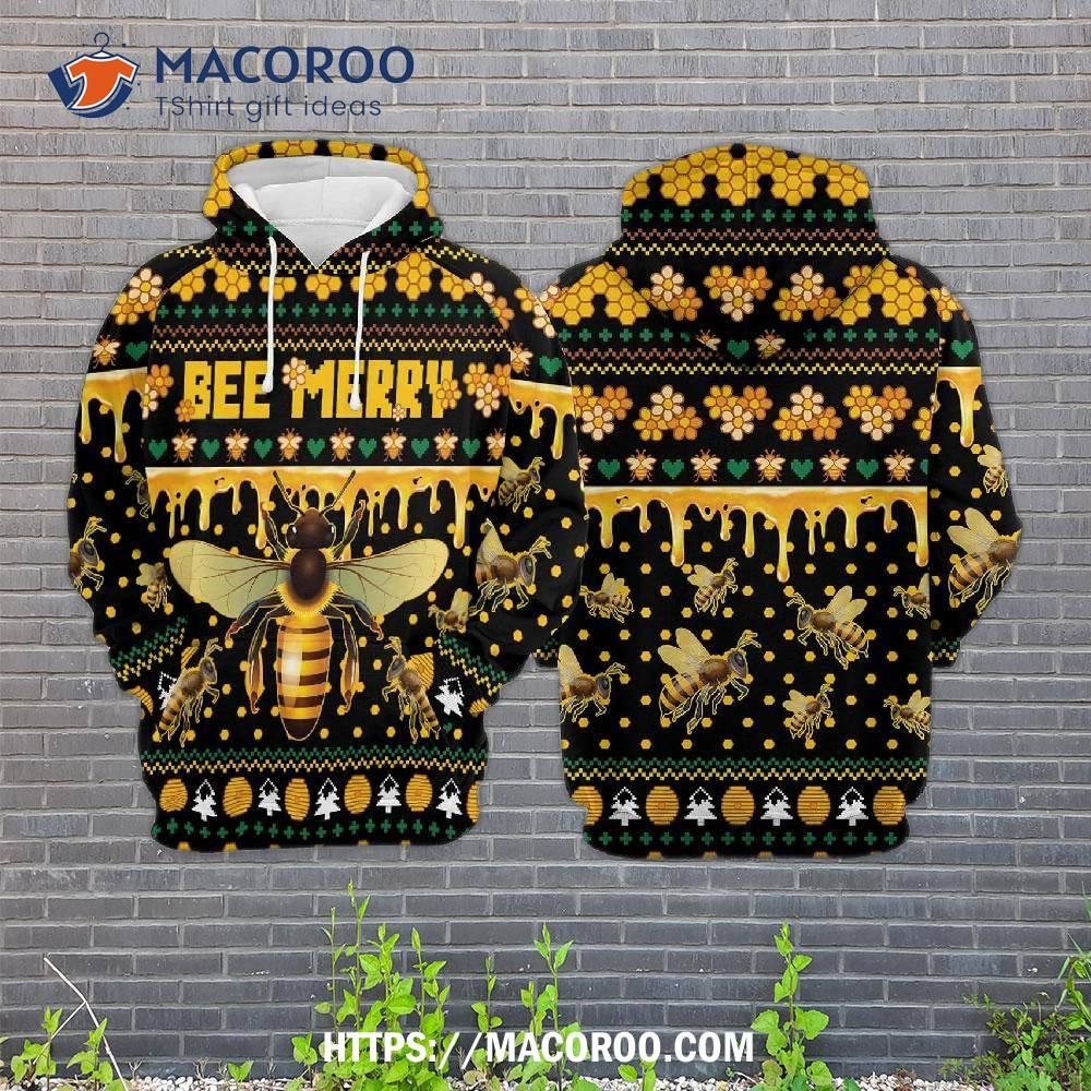 Bee Merry Christmas All Over Print 3D Hoodie