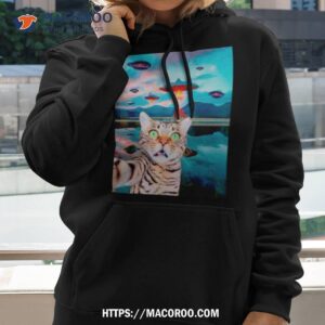 cat selfie with ufos funny shirt hoodie 2