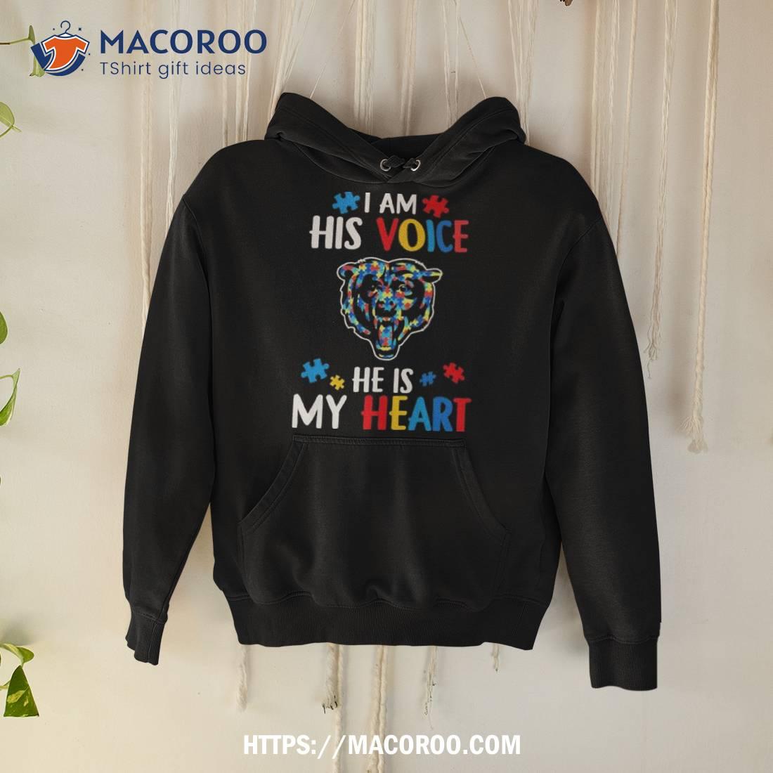Chicago Bears Autism Awareness I Am His Voice He Is My Heart 2023 Shirt