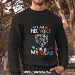 chicago bears autism awareness i am his voice he is my heart 2023 shirt sweatshirt