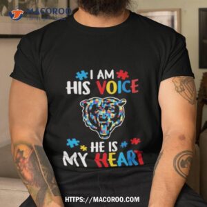 chicago bears autism awareness i am his voice he is my heart 2023 shirt tshirt