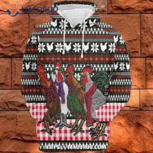 Chickens Funny Christmas All Over Print 3D Hoodie