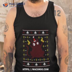 christmas cat holding gun shirt tank top