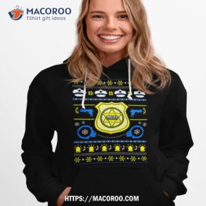 Christmas Police Badge With Guns Handcuffs Xmas Shirt 2 christmas police badge with guns handcuffs xmas shirt hoodie 1