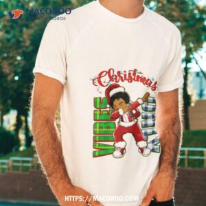 Christmas Vibes Only Dabbing African American Santa Boy Shirt
