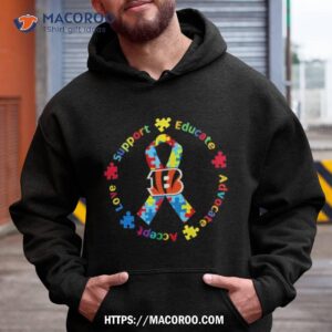 Cincinnati Bengals Support Educate Advocate Accept Love Autism Awareness T Shirt