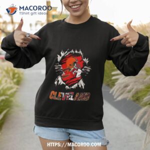 cleveland cavaliers cleveland guardians cleveland browns ripping tearing through logo batman shirt sweatshirt