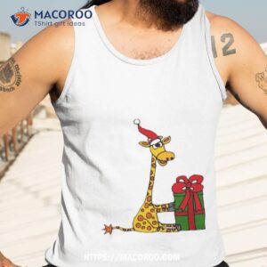 cool funny giraffe opening christmas package shirt tank top 3