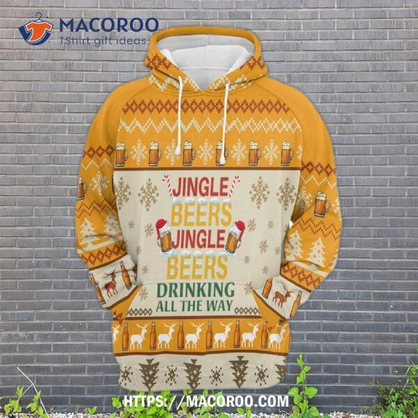 Jingle Beers Jingle Beers Drinking All The Way All Over Print 3D Hoodie