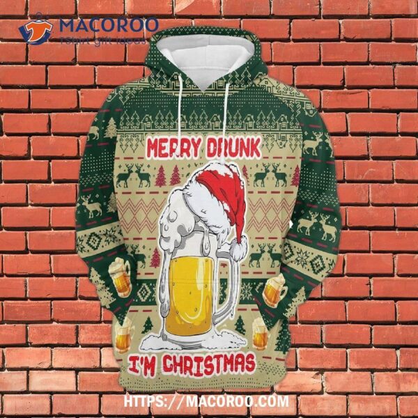 Merry Drunk Im Christmas All Over Print 3D Hoodie