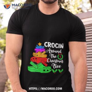 crocin around the christmas tree lights xmas shirt tshirt