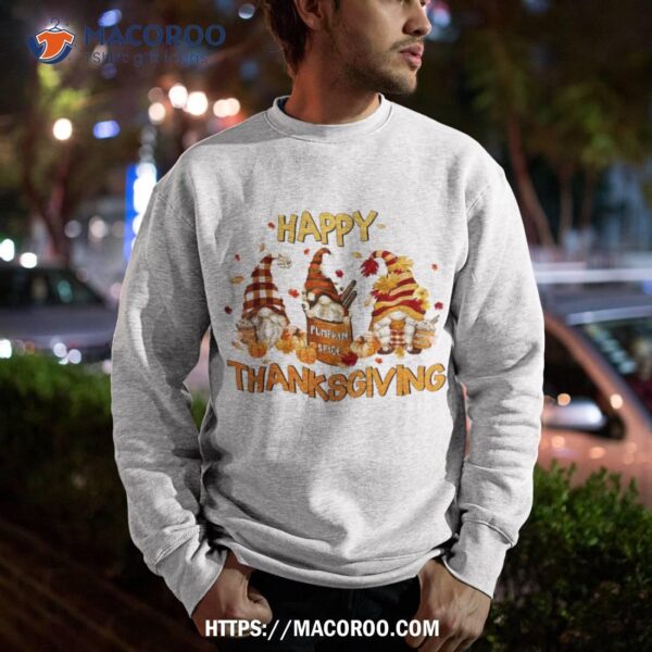 Cute Gnomes Happy Thanksgiving Fall Pumpkin Spice Kids Shirt