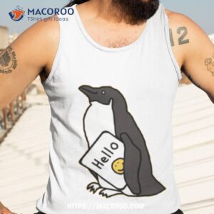 cute penguin says hello shirt tank top 3