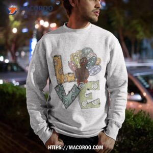 cute turkey thanksgiving love hand drawn boy girl costume shirt sweatshirt