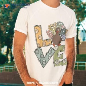 cute turkey thanksgiving love hand drawn boy girl costume shirt tshirt