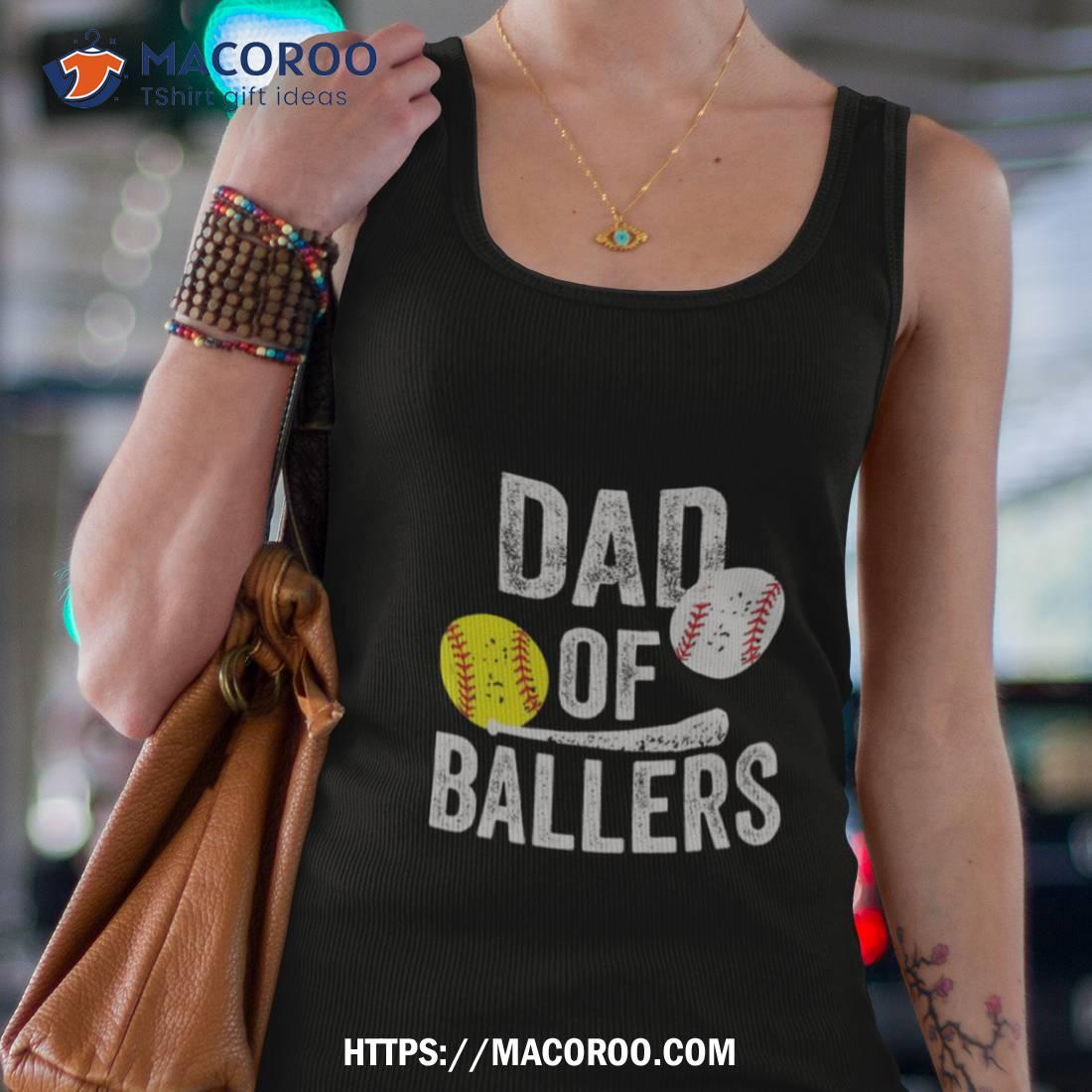 Mens Dad of Ballers T Shirt Funny Baseball Softball Gift from Son