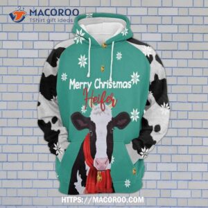 Merry Christmas Heifer All Over Print 3D Hoodie