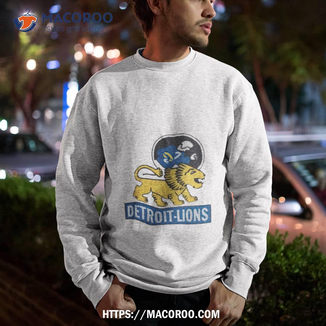 Custom Detroit Lions Men's Name & Number Logo Long Sleeve T-Shirt - Ash