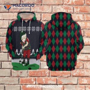 elf golf gosblue unisex 3d sublimation christmas pullover sweatshirt graphic printed hoodies funny 1
