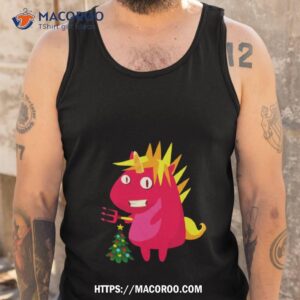evil unicorn with christmas tree shirt tank top
