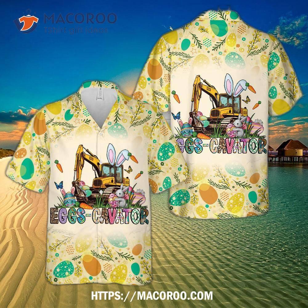 Excavator Easter Hawaiian Shirt Excavator Easter Hawaiian Shirt
