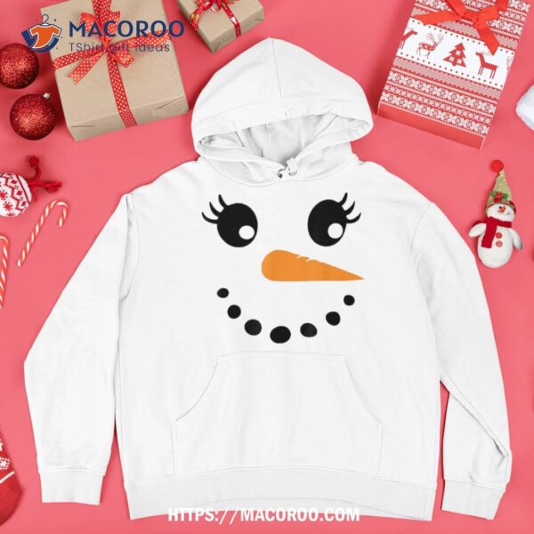 Eyelashes Christmas Outfit Snowman Face Costume Girls Wo Shirt