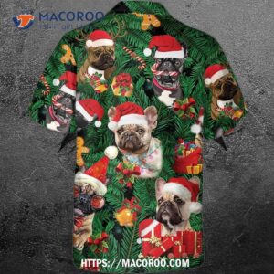 f1 french bulldogs christmas with tree gift for merry hawaiian shirt button down 2