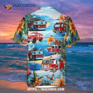 fire truck 1 summer tropical leaves prined beach hawaiian shirt for school bus driver 2