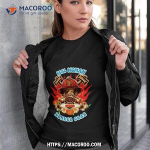 Firefighter Woman Fire Girl Floral Groovy Funny Sarcastic Quote Real Woman Wear Bunker Gear Shirt