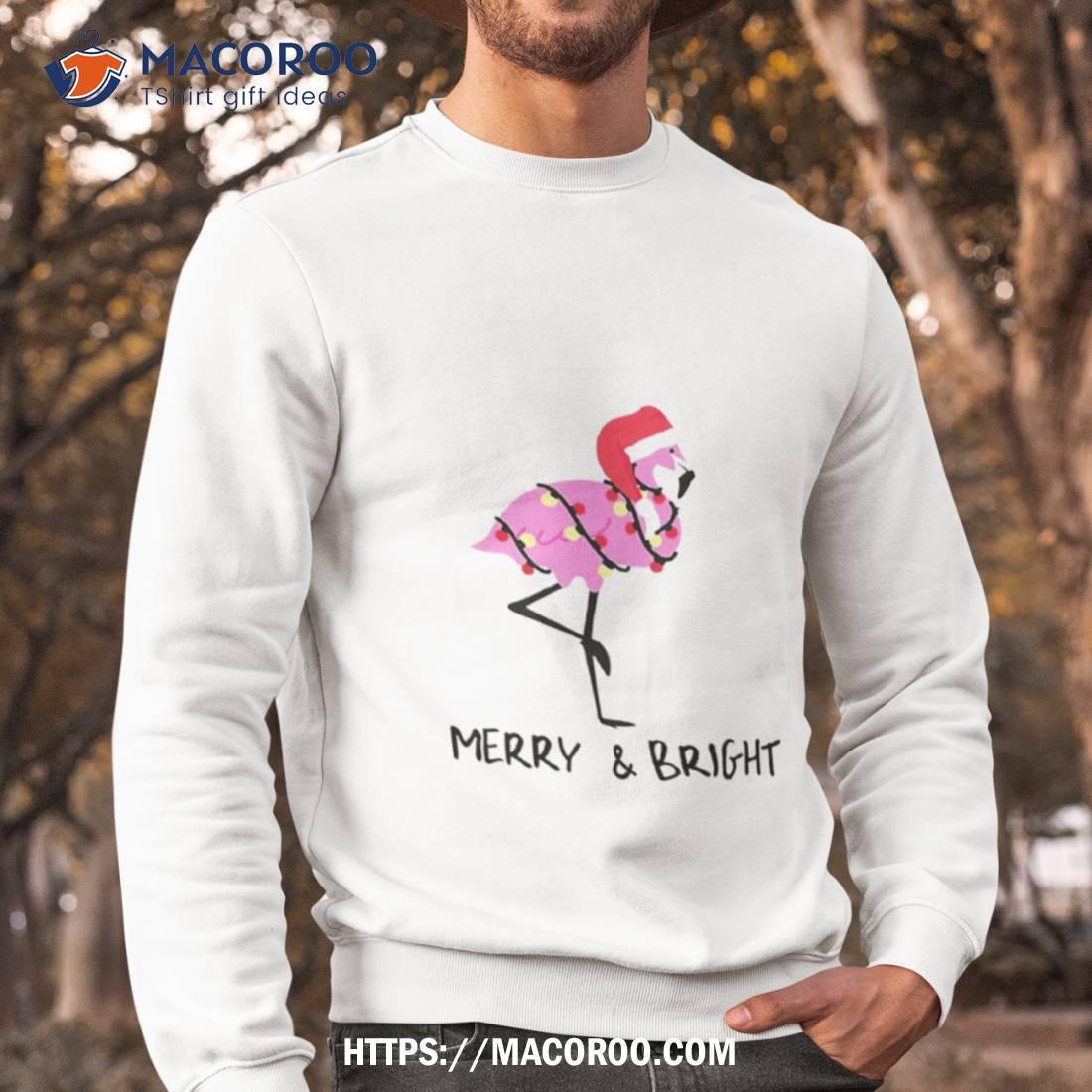 Flamingo Merry And Bright Christmas Shirt Flamingo Merry And Bright Christmas Shirt