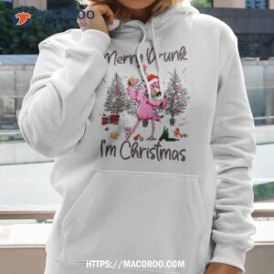 Flamingo Santa Hat Merry Drunk I’m Christmas Shirt 2 flamingo santa hat merry drunk i m christmas shirt hoodie 2