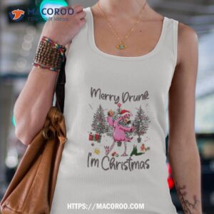 Flamingo Santa Hat Merry Drunk I’m Christmas Shirt