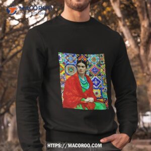 frida kahlo portrait with mexican tiles shirt sweatshirt