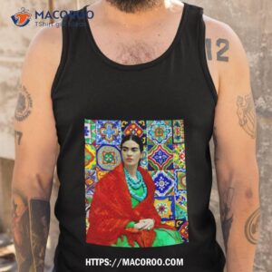frida kahlo portrait with mexican tiles shirt tank top