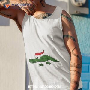 Funky Cool Green Alligator With Santa Hat Christmas Art Shirt 3 funky cool green alligator with santa hat christmas art shirt tank top 1