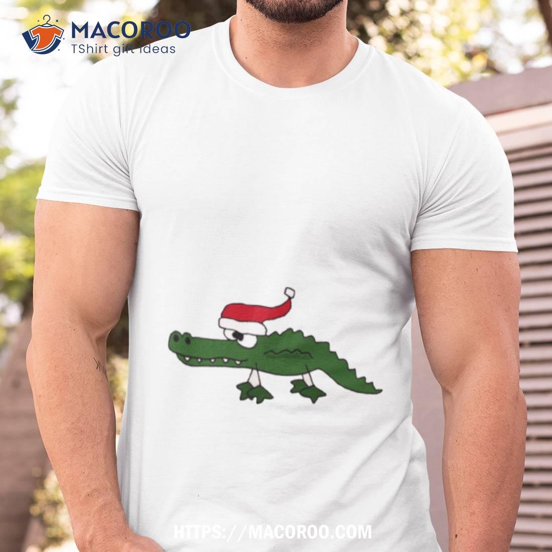 Funky Cool Green Alligator With Santa Hat Christmas Art Shirt Funky Cool Green Alligator With Santa Hat Christmas Art Shirt