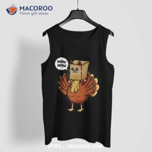 funny thanksgiving day fake cat turkey meow animal farmer shirt tank top