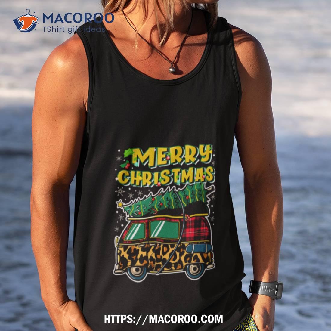 Funny Truck Camping Camper Christmas Buffalo Plaid Leopard Shirt Funny Truck Camping Camper Christmas Buffalo Plaid Leopard Shirt